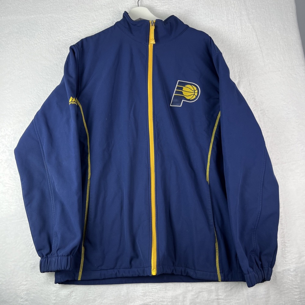 Indiana Pacers Hard Shell Jacket Mens Large Tall Blue Majestic Basketball NBA